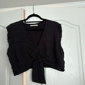 Cropped A&F Tie Blouse
